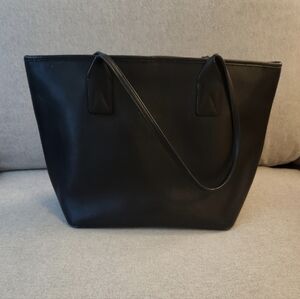 Auxiliary Black Leather Tote